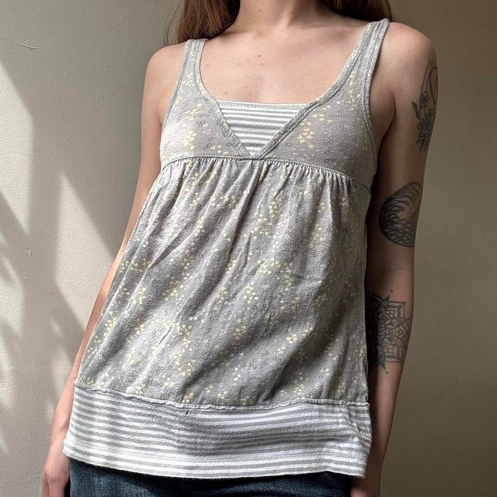 Y2K Abercrombie Kids Cotton Grey Babydoll Tank Small Preppy